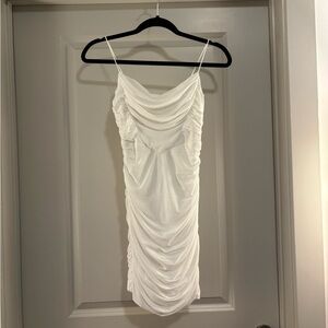 Hello Molly White Ruched Mini Dress
